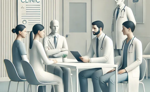 The modern care team is depicted with some members not yet fully at the table.